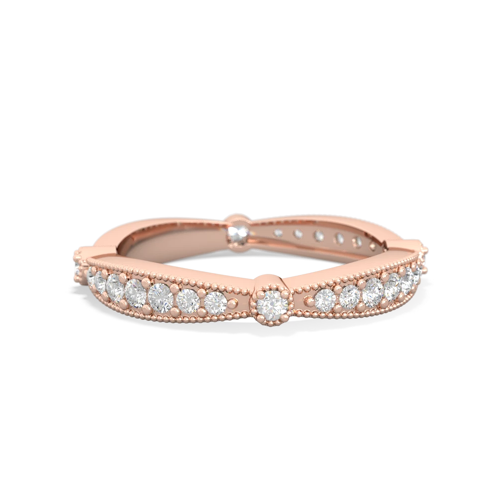 Diamond Sparkling Tiara Wedding Band 14K Rose Gold ring W2629