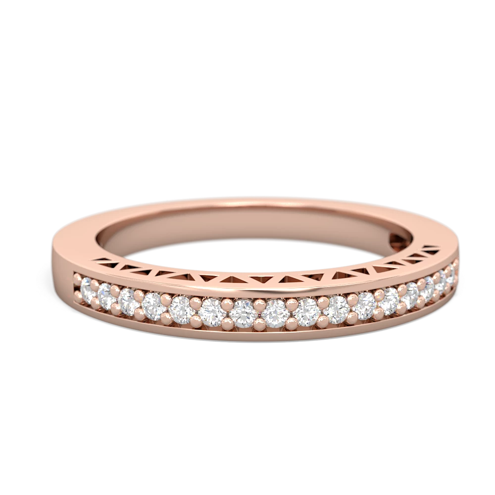 Diamond Art Deco Wedding Band 14K Rose Gold ring W2635