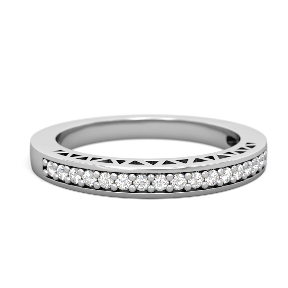 Diamond Art Deco Wedding Band 14K White Gold ring W2635