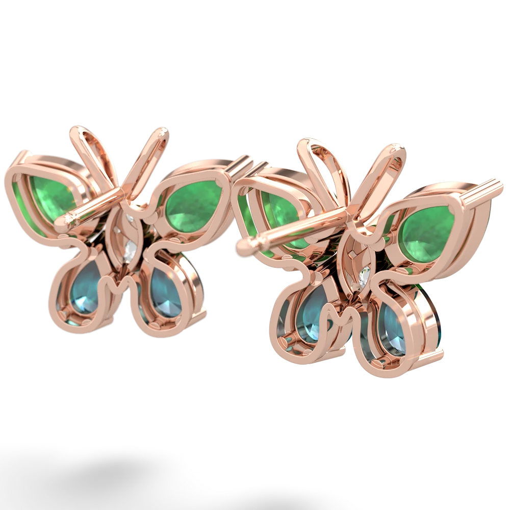 Emerald Butterfly 14K Rose Gold earrings E2215