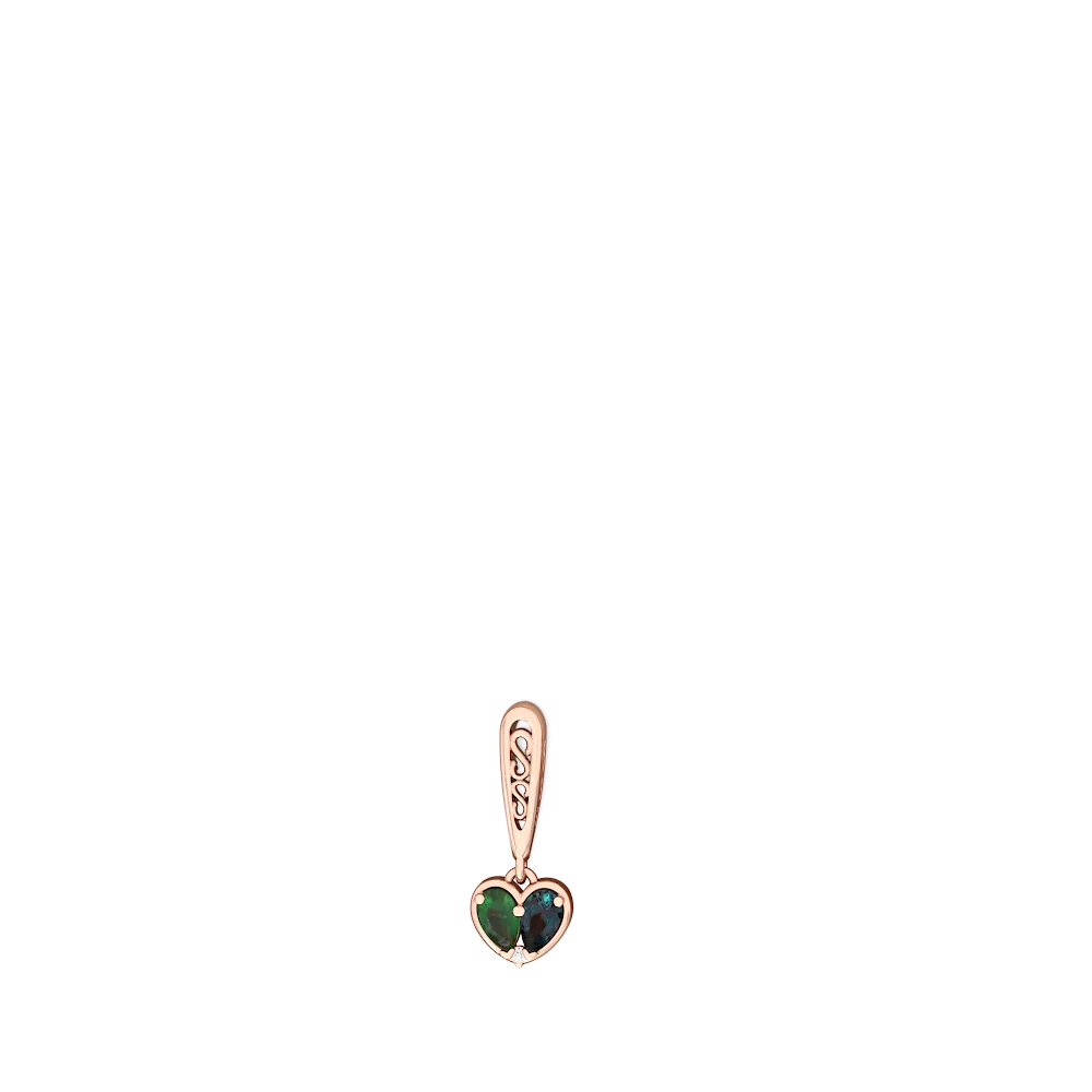 Emerald Filligree Heart 14K Rose Gold earrings E5070