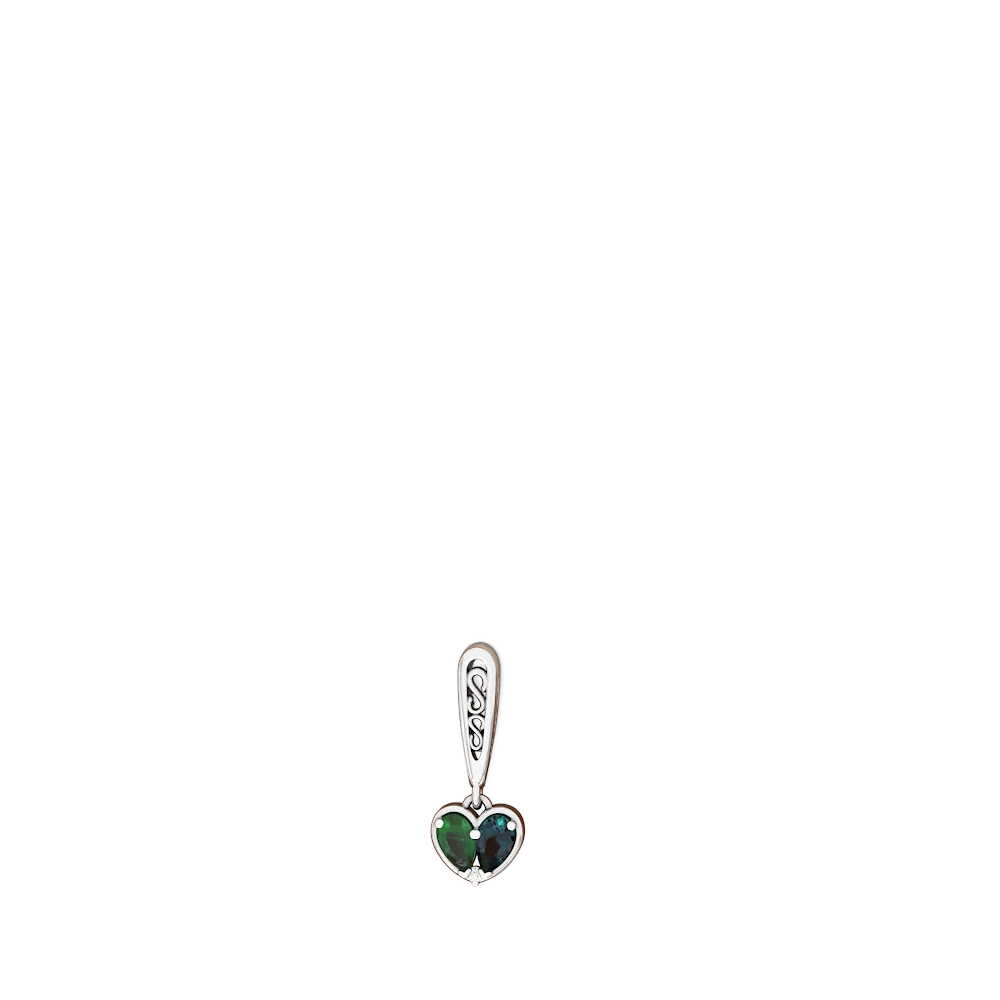 Emerald Filligree Heart 14K White Gold earrings E5070