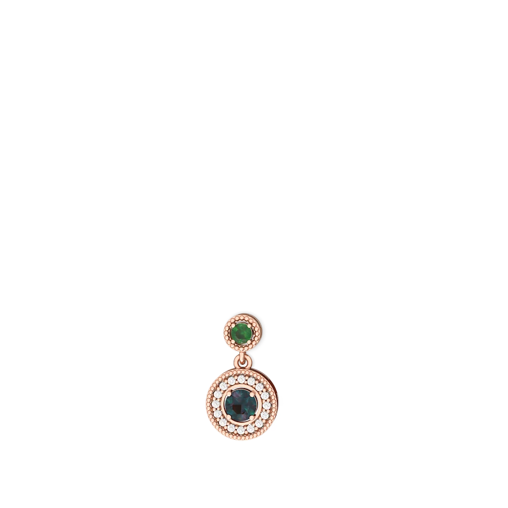 Emerald Halo Dangle 14K Rose Gold earrings E5319