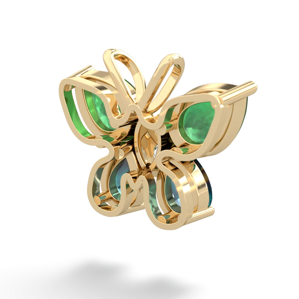 Emerald Butterfly 14K Yellow Gold pendant P2215