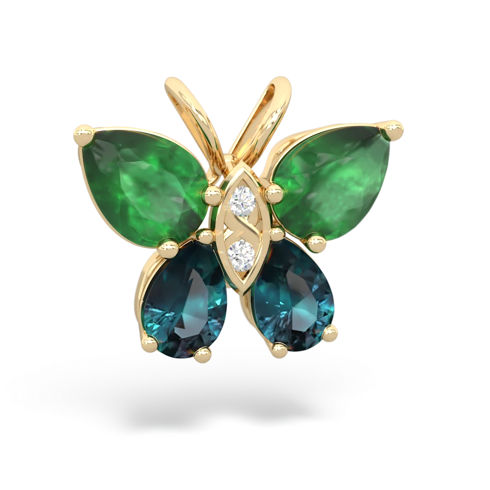 Emerald Butterfly 14K Yellow Gold pendant P2215