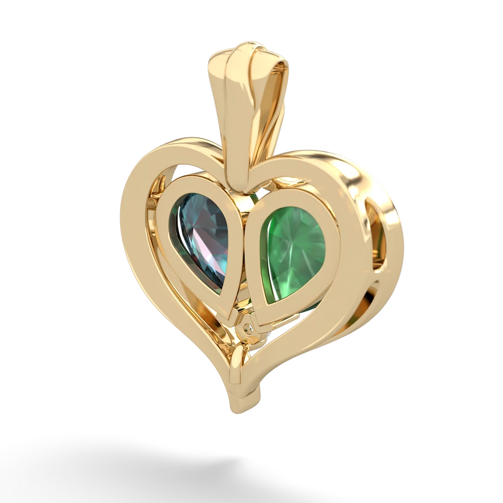 Emerald Two Become One 14K Yellow Gold pendant P5330