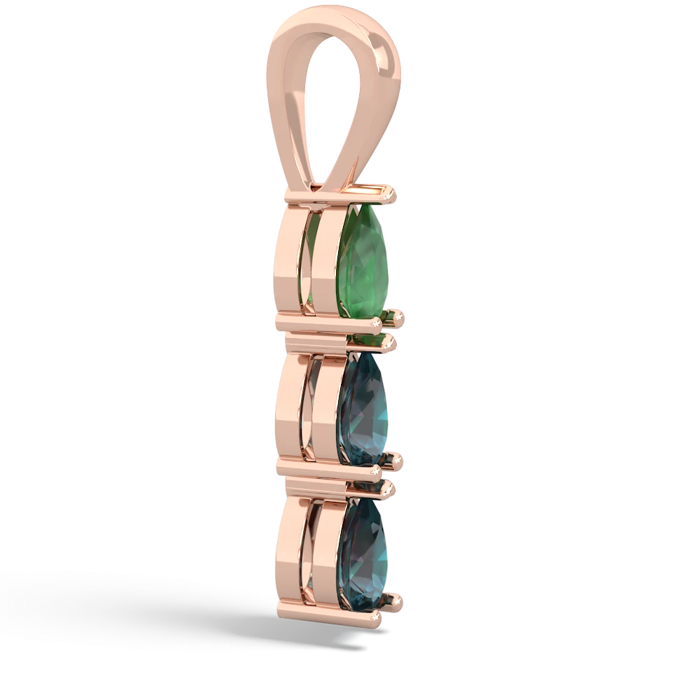 Emerald Dew Drops 14K Rose Gold pendant P2251