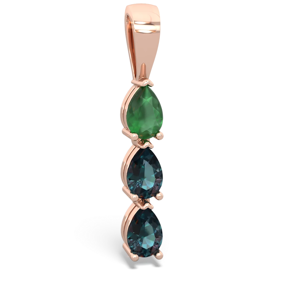 Emerald Dew Drops 14K Rose Gold pendant P2251