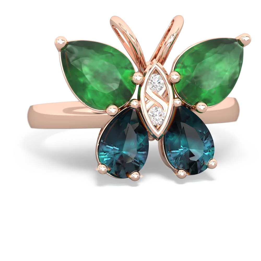 Emerald Butterfly 14K Rose Gold ring R2215