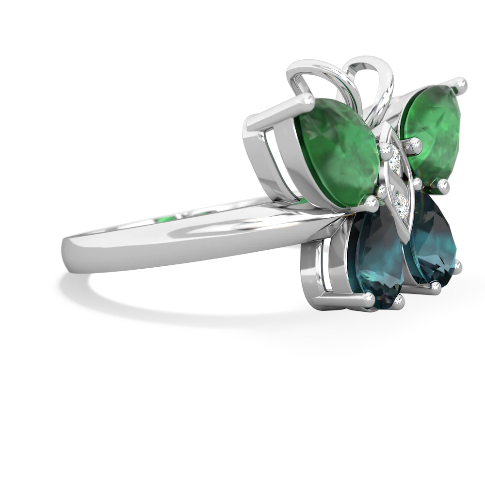 Emerald Butterfly 14K White Gold ring R2215