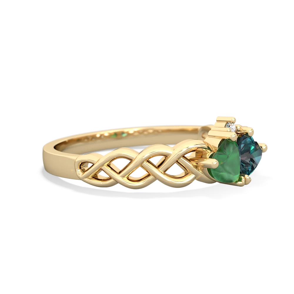 Emerald Heart To Heart Braid 14K Yellow Gold ring R5870