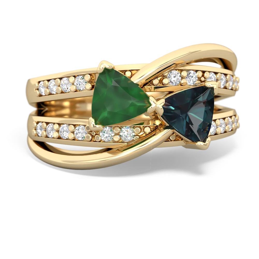 Emerald Bowtie 14K Yellow Gold ring R2360