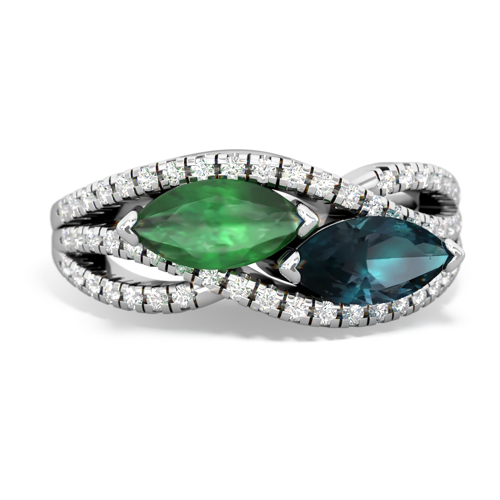 Emerald Diamond Rivers 14K White Gold ring R3070