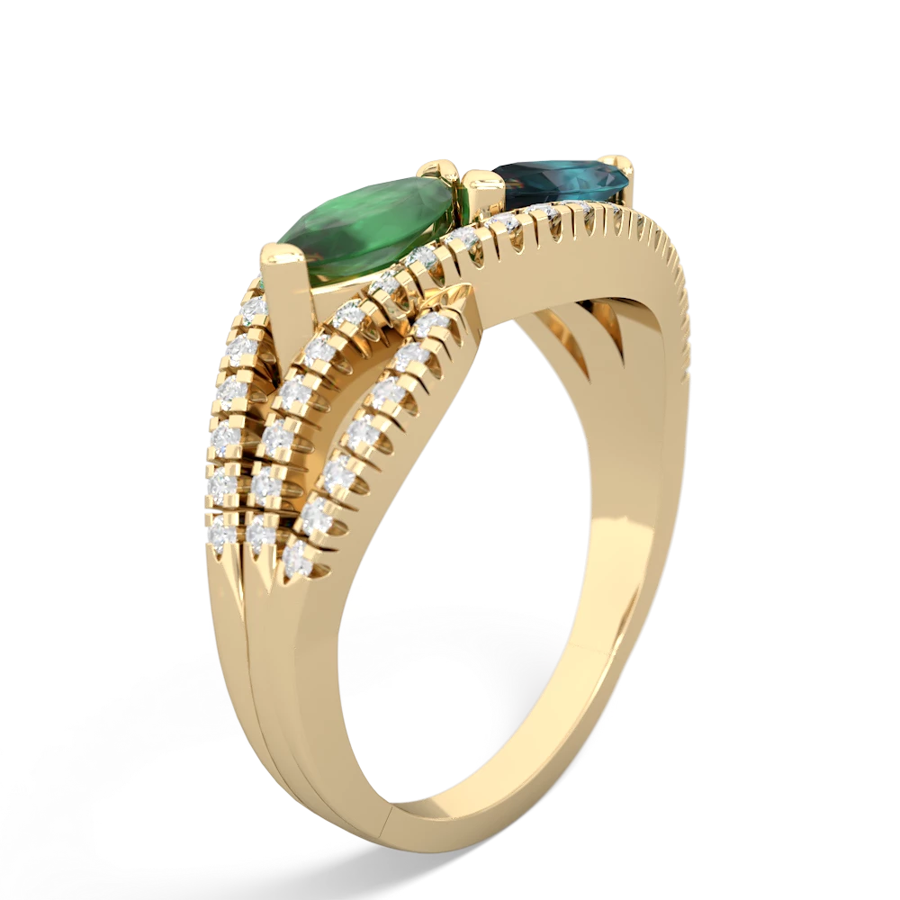 Emerald Diamond Rivers 14K Yellow Gold ring R3070