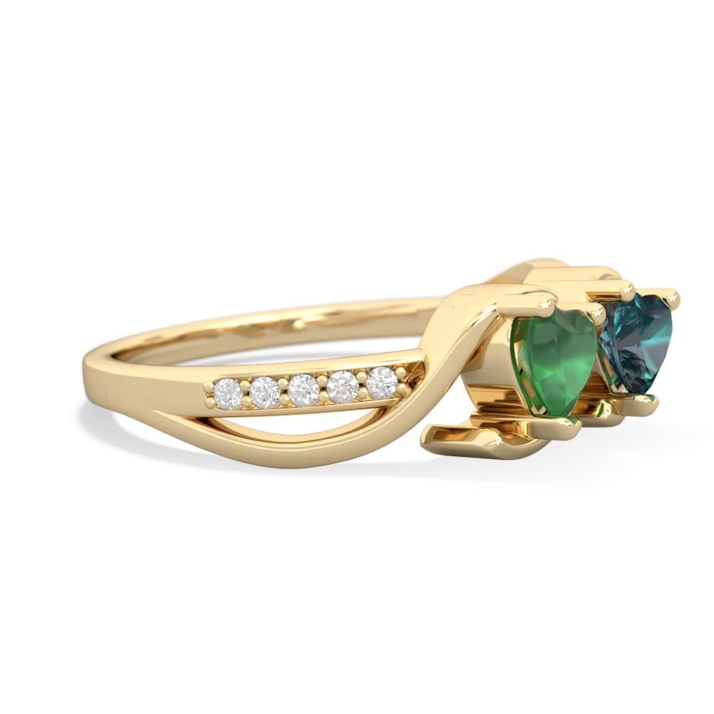 Emerald Side By Side 14K Yellow Gold ring R3090