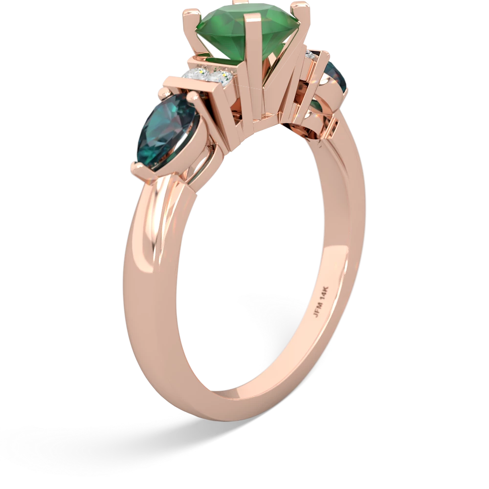 Emerald 6Mm Round Eternal Embrace Engagement 14K Rose Gold ring R2005