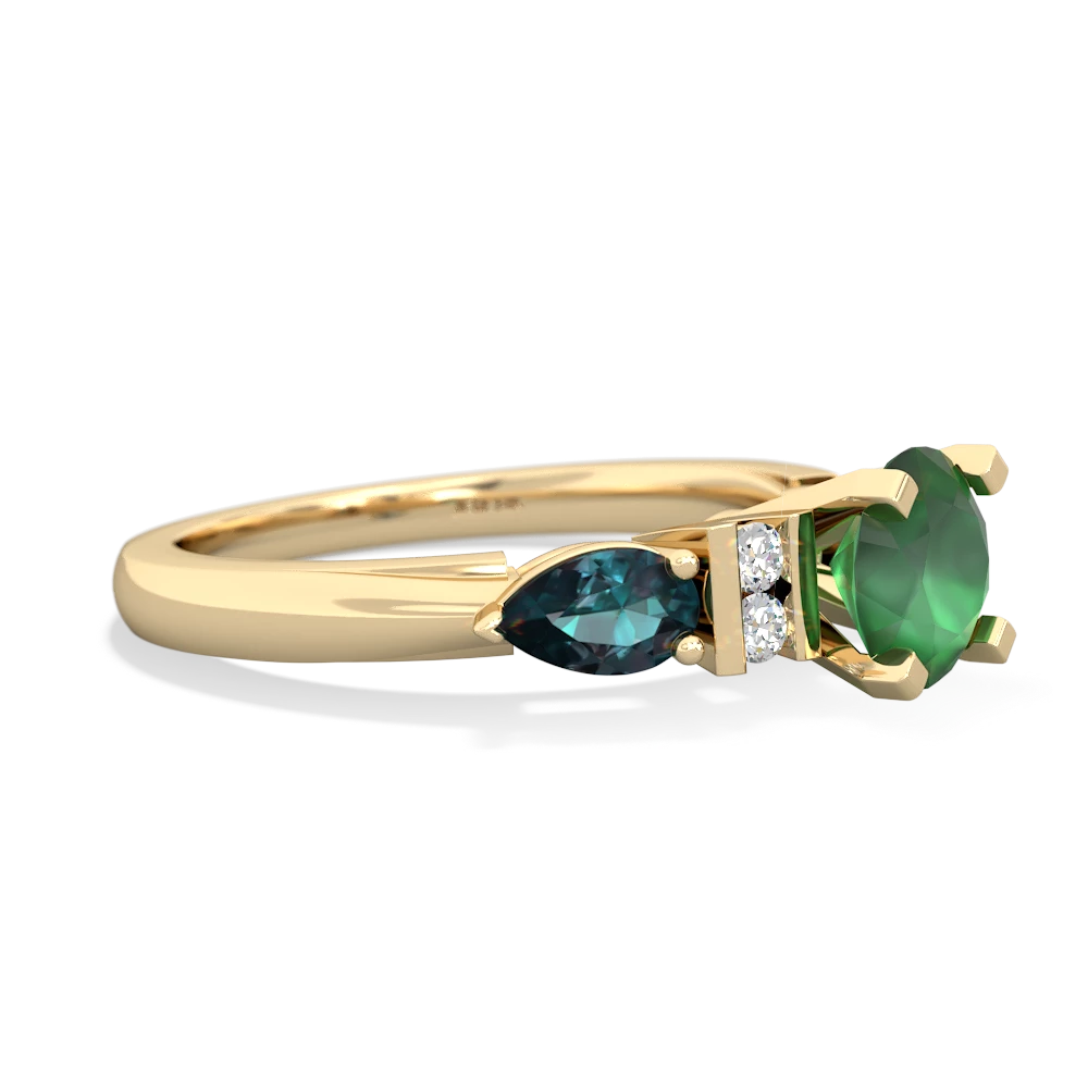 Emerald 6Mm Round Eternal Embrace Engagement 14K Yellow Gold ring R2005