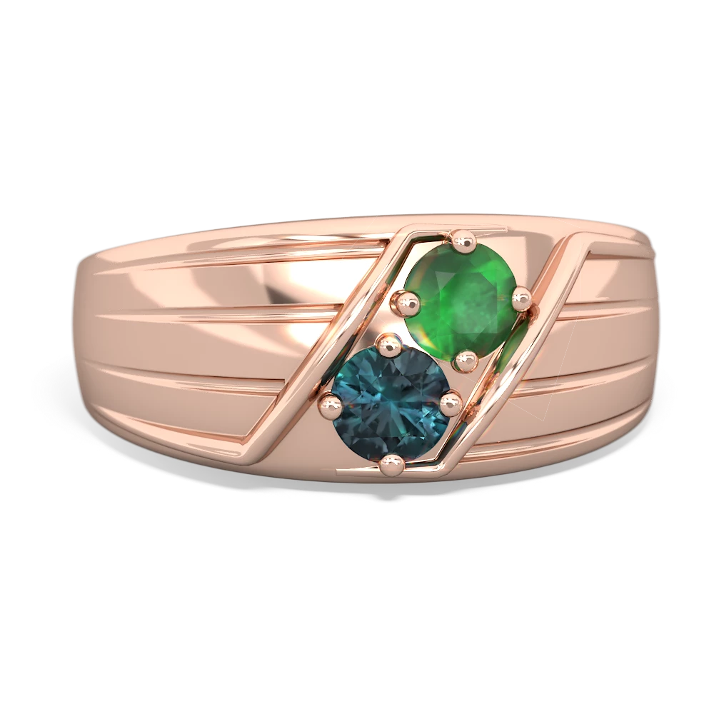 Emerald Men's Streamline 14K Rose Gold ring R0460