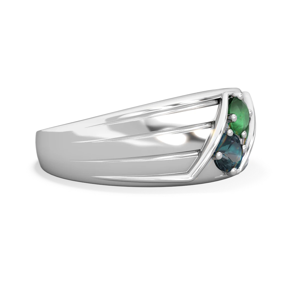 Emerald Men's Streamline 14K White Gold ring R0460