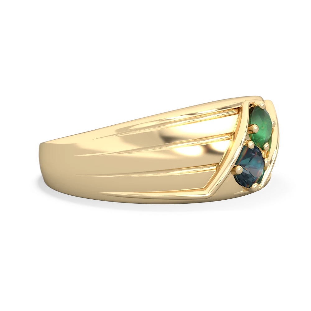 Emerald Men's Streamline 14K Yellow Gold ring R0460