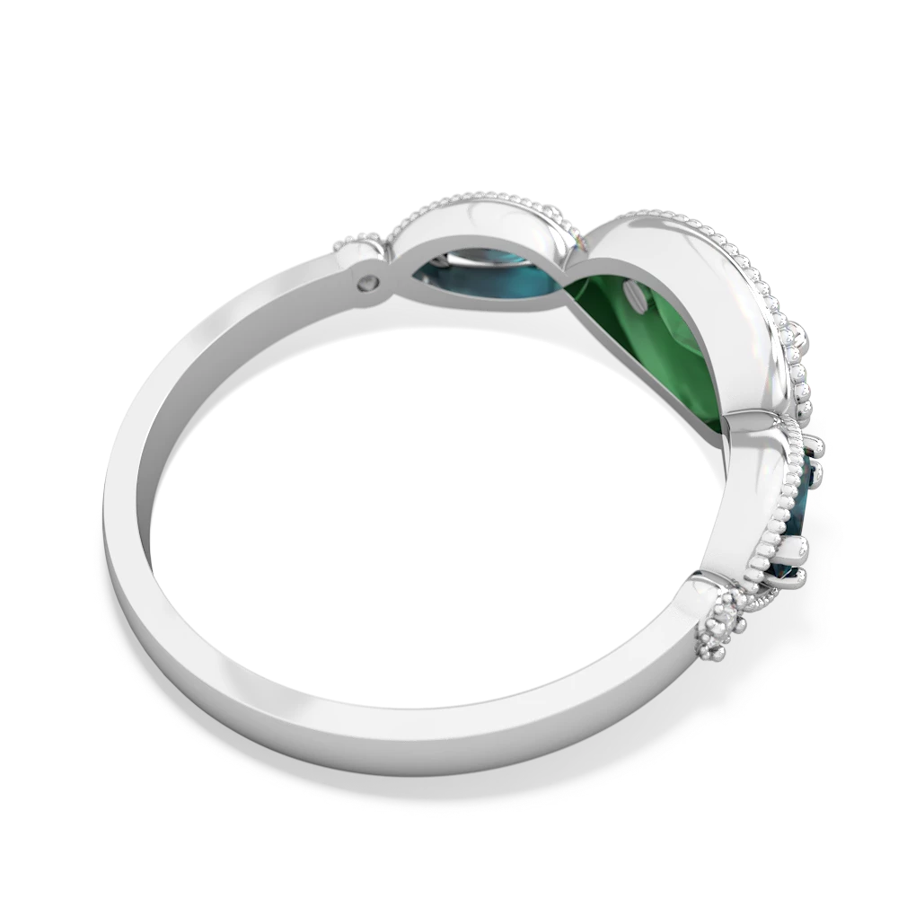 Emerald Milgrain Marquise 14K White Gold ring R5700