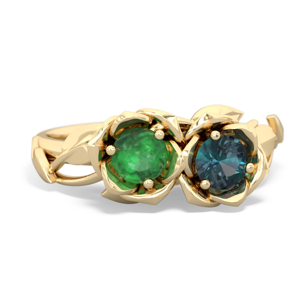 Emerald Rose Garden 14K Yellow Gold ring R5510