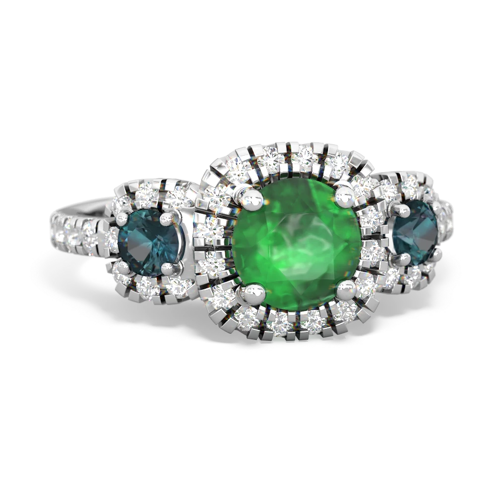 Emerald Regal Halo 14K White Gold ring R5350