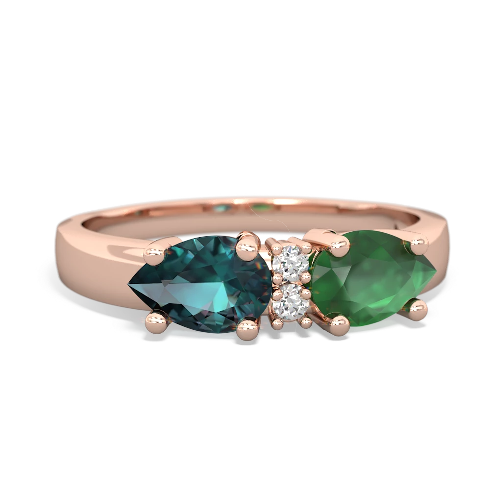 Emerald Pear Bowtie 14K Rose Gold ring R0865