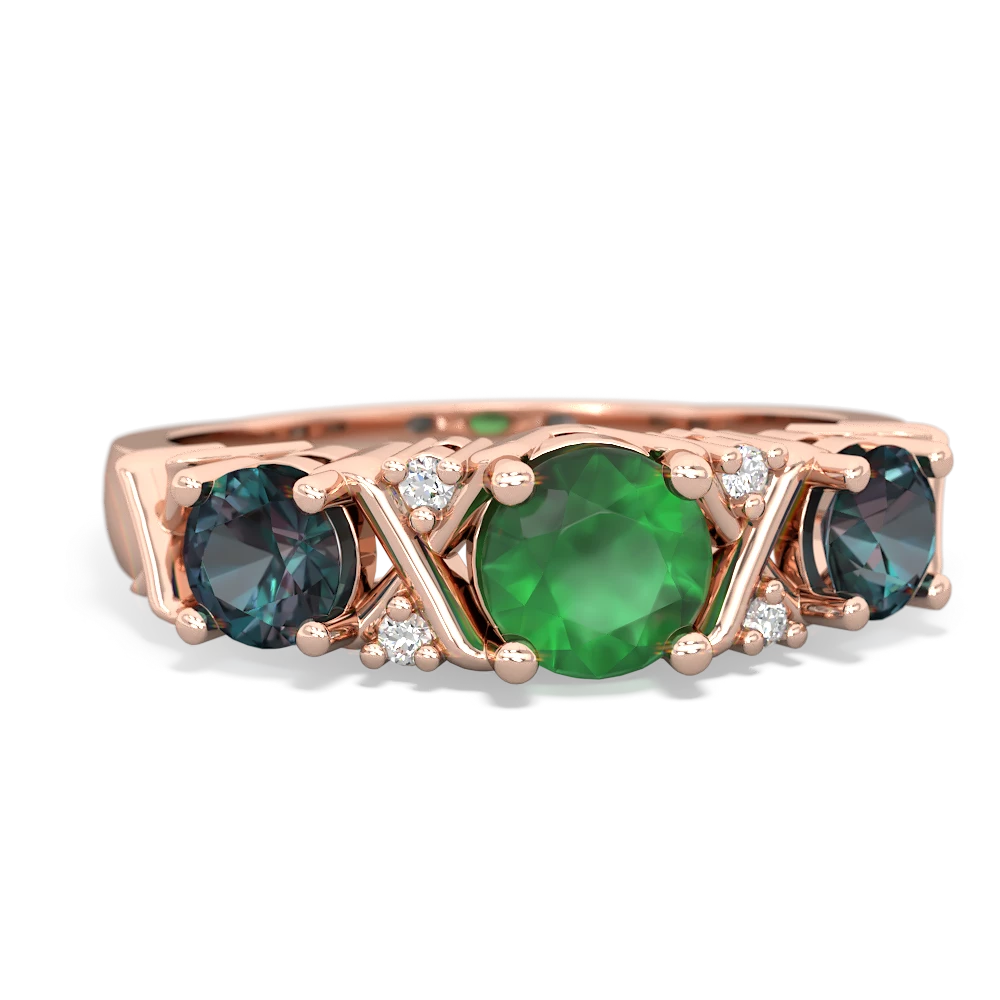 Emerald Hugs And Kisses 14K Rose Gold ring R5016