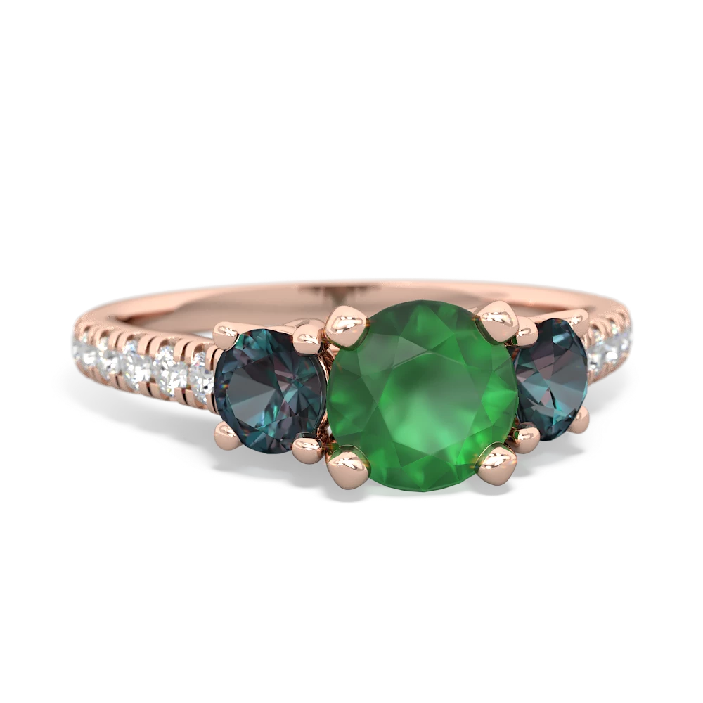 Emerald Pave Trellis 14K Rose Gold ring R5500