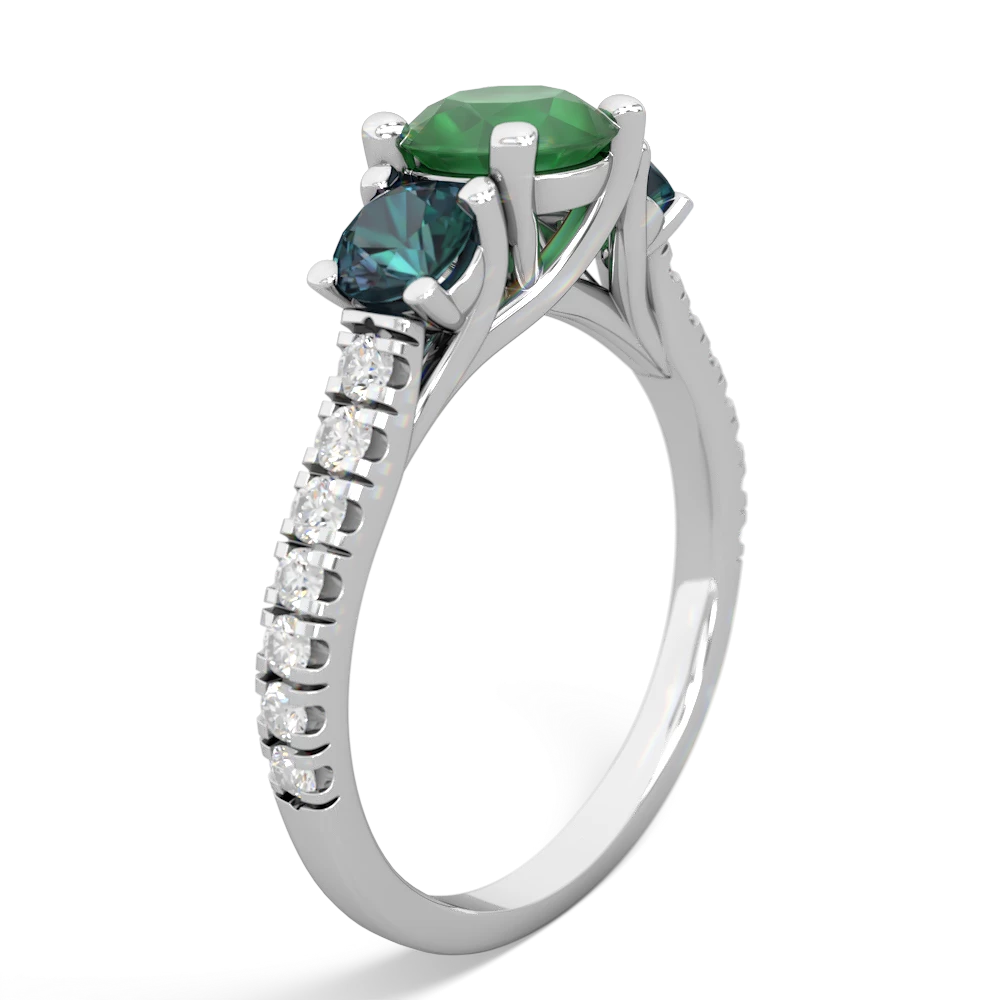 Emerald Pave Trellis 14K White Gold ring R5500