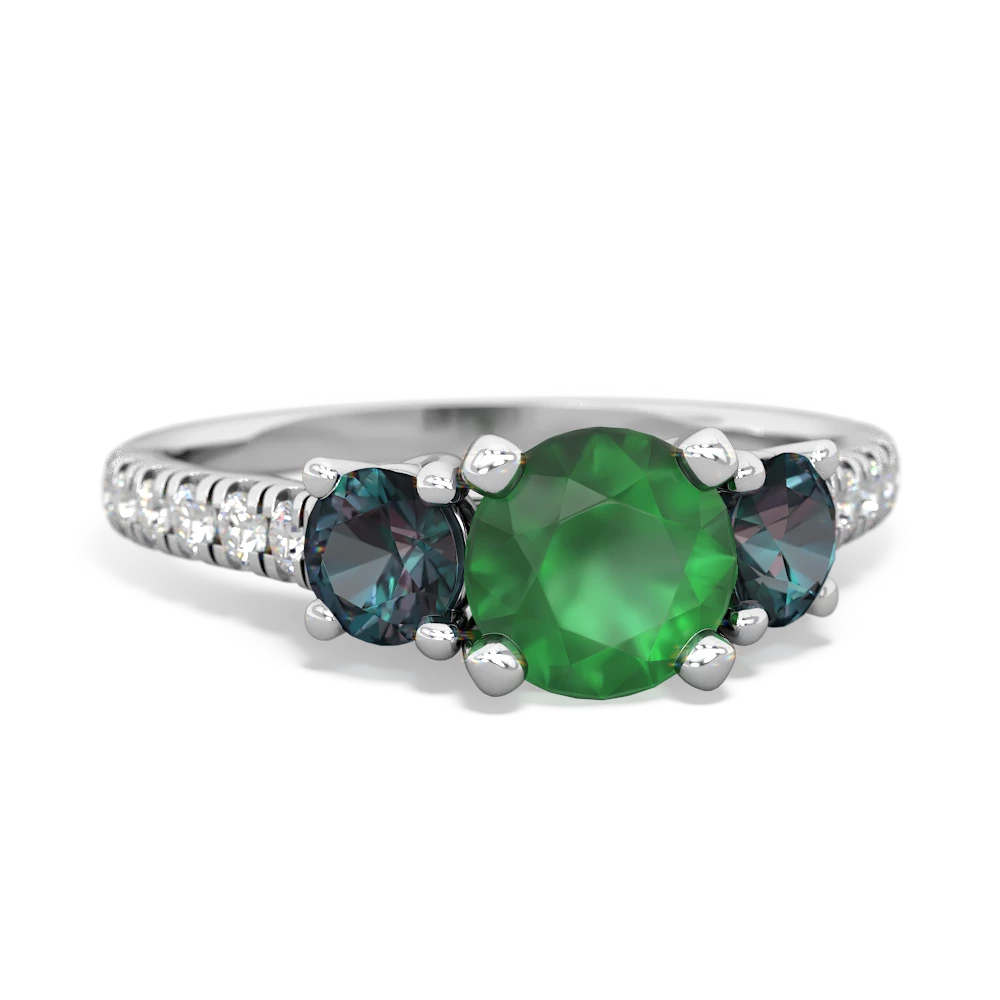 Emerald Pave Trellis 14K White Gold ring R5500