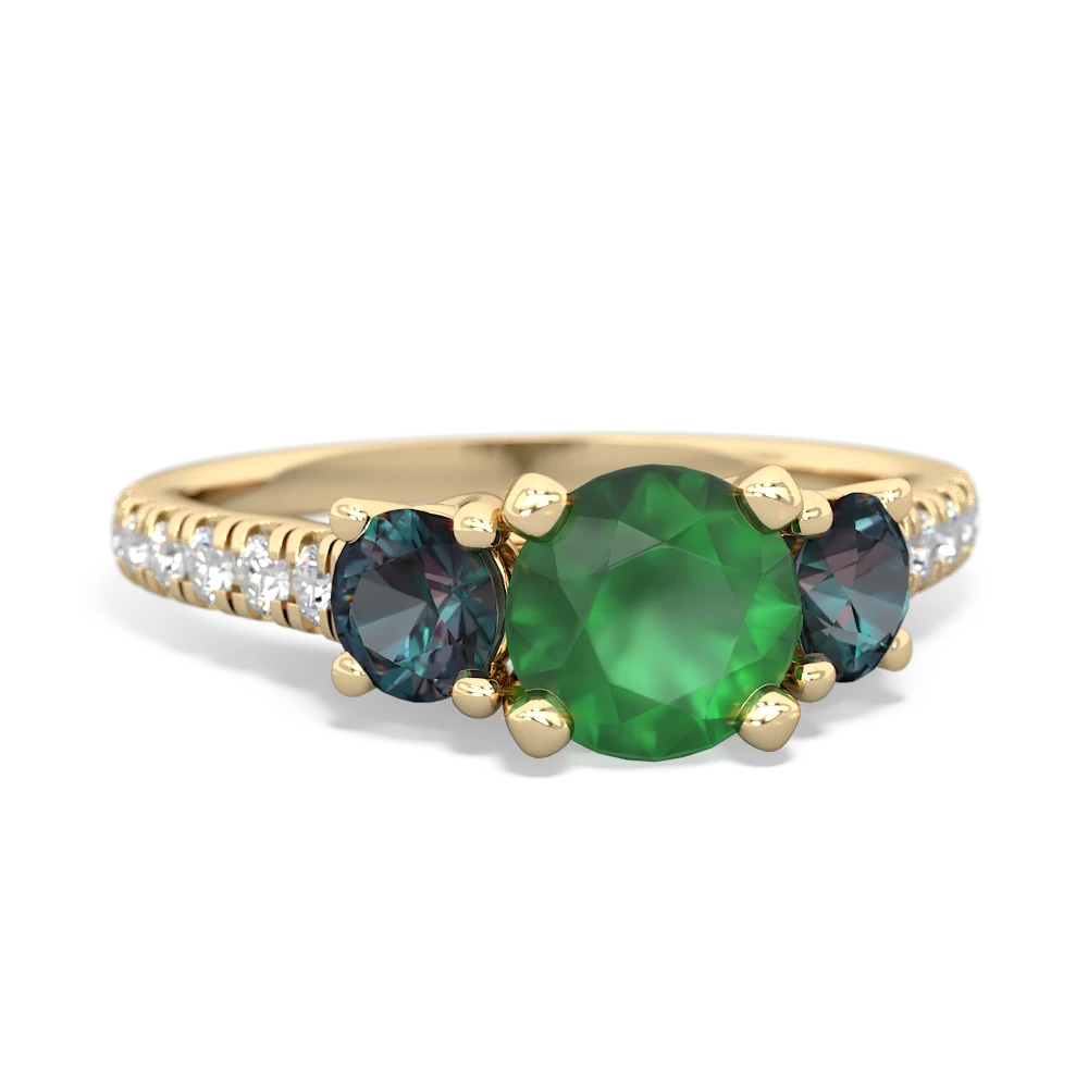 Emerald Pave Trellis 14K Yellow Gold ring R5500