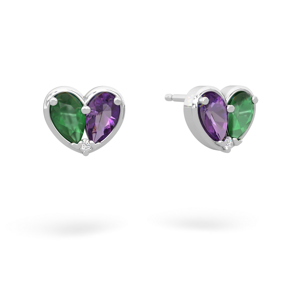 Emerald 'Our Heart' 14K White Gold earrings E5072