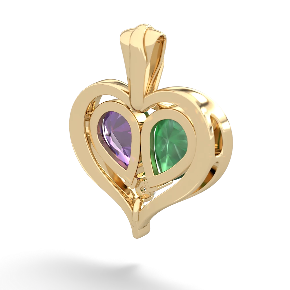 Emerald Two Become One 14K Yellow Gold pendant P5330