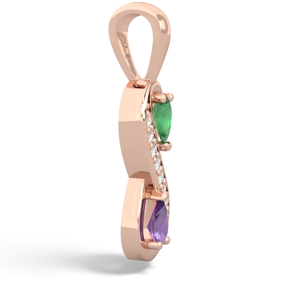 Emerald Diamond Infinity 14K Rose Gold pendant P5390