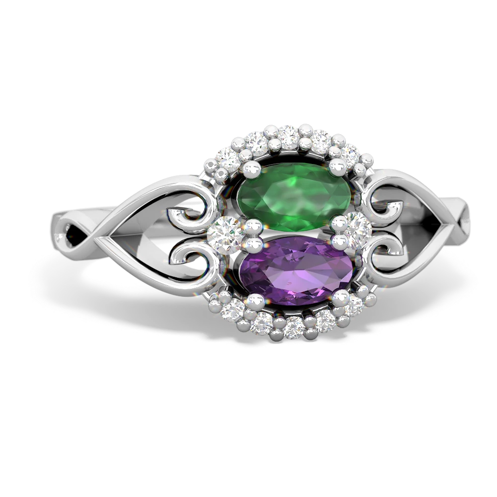 Emerald Love Nest 14K White Gold ring R5860