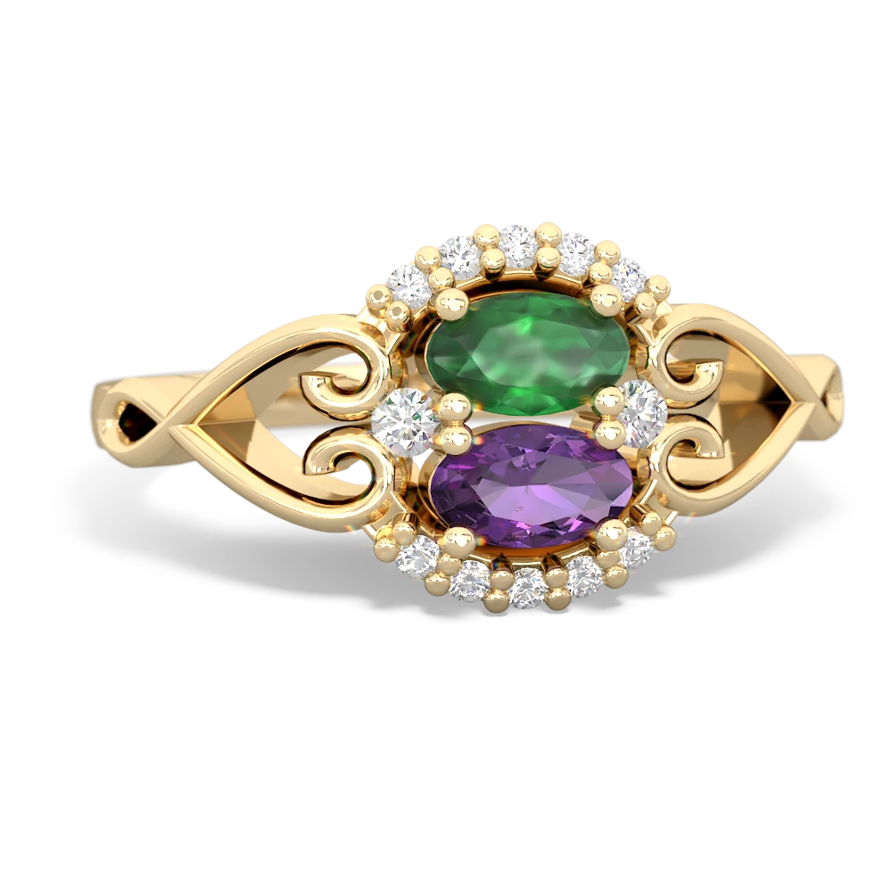 Emerald Love Nest 14K Yellow Gold ring R5860