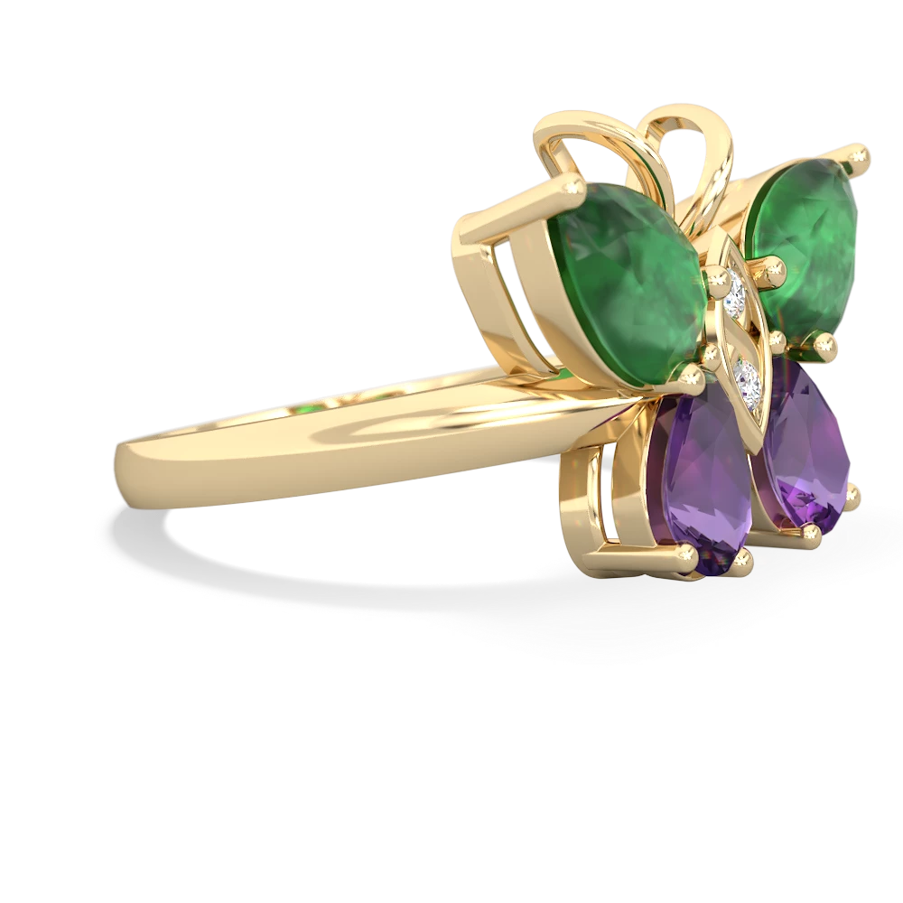 Emerald Butterfly 14K Yellow Gold ring R2215