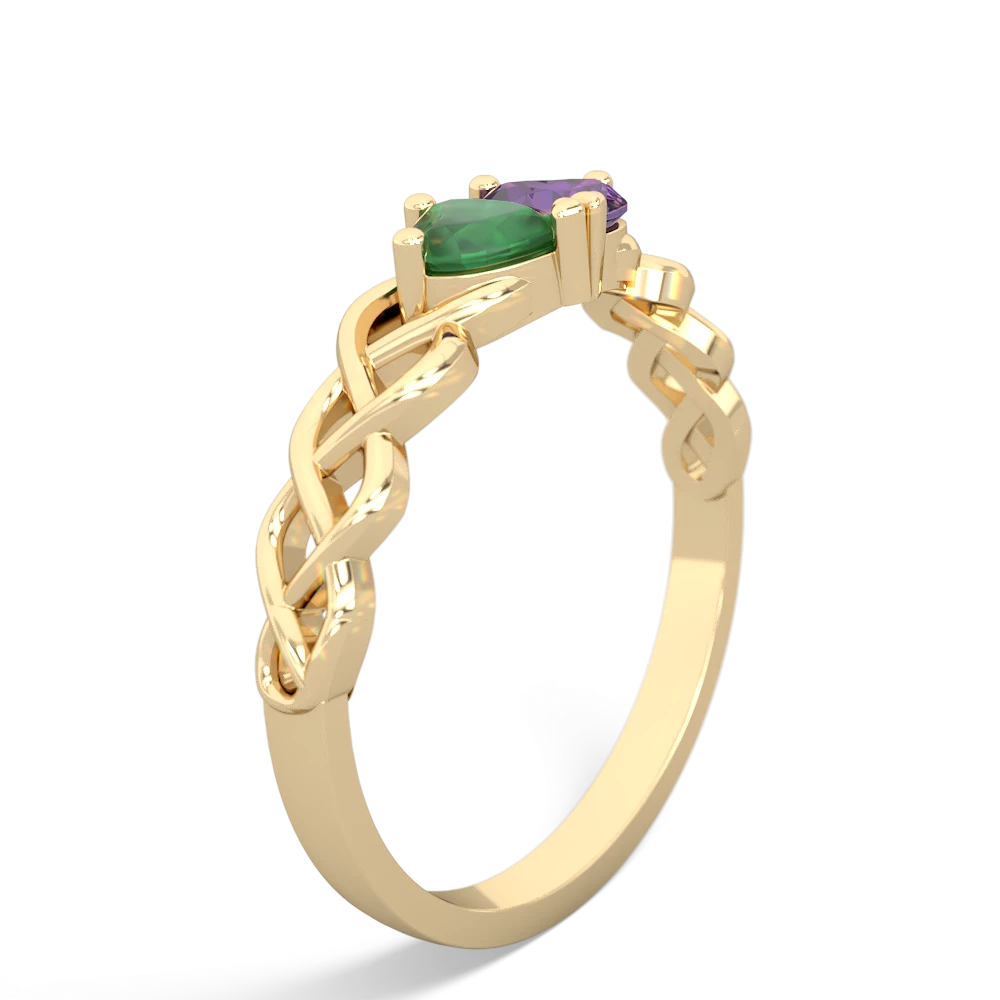 Emerald Heart To Heart Braid 14K Yellow Gold ring R5870