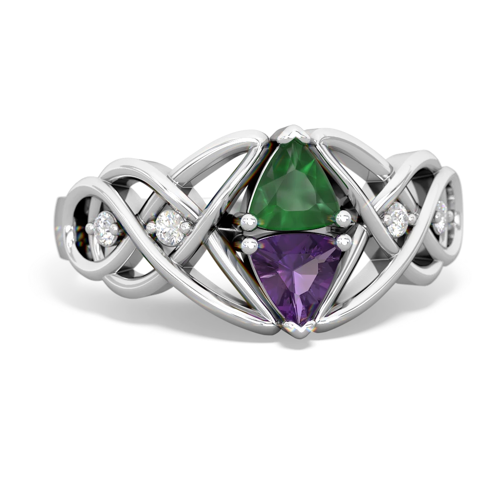 Emerald Keepsake Celtic Knot 14K White Gold ring R5300