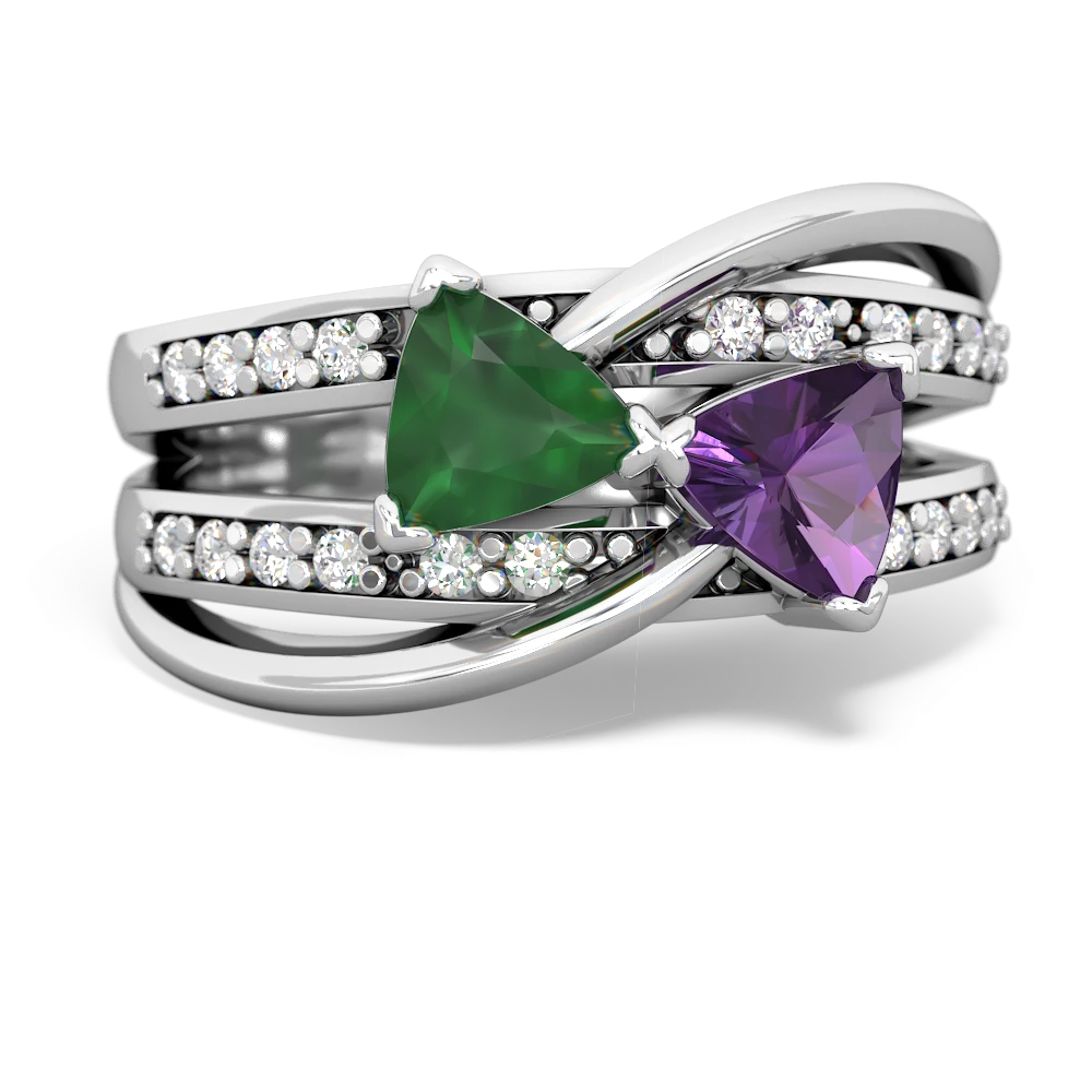 Emerald Bowtie 14K White Gold ring R2360