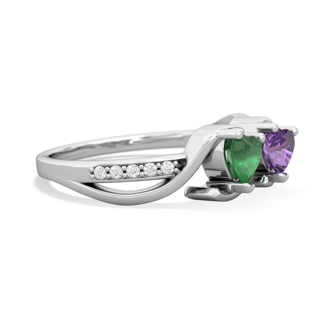 Emerald Side By Side 14K White Gold ring R3090