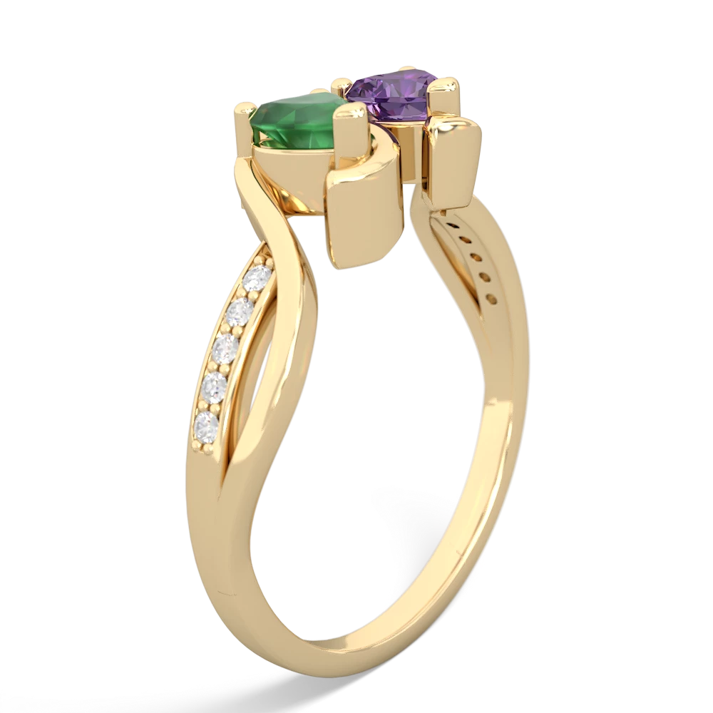 Emerald Side By Side 14K Yellow Gold ring R3090