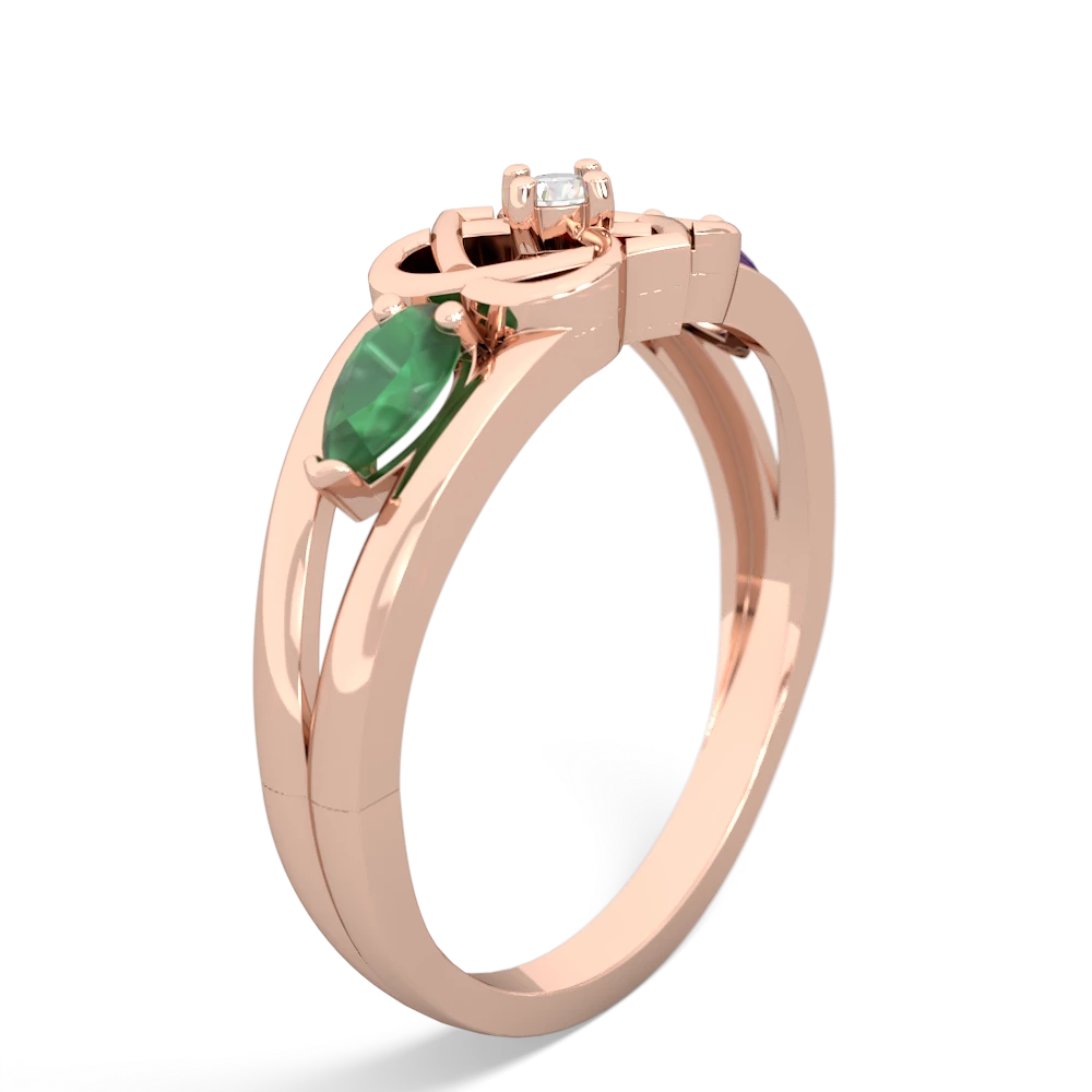 Emerald Hearts Intertwined 14K Rose Gold ring R5880