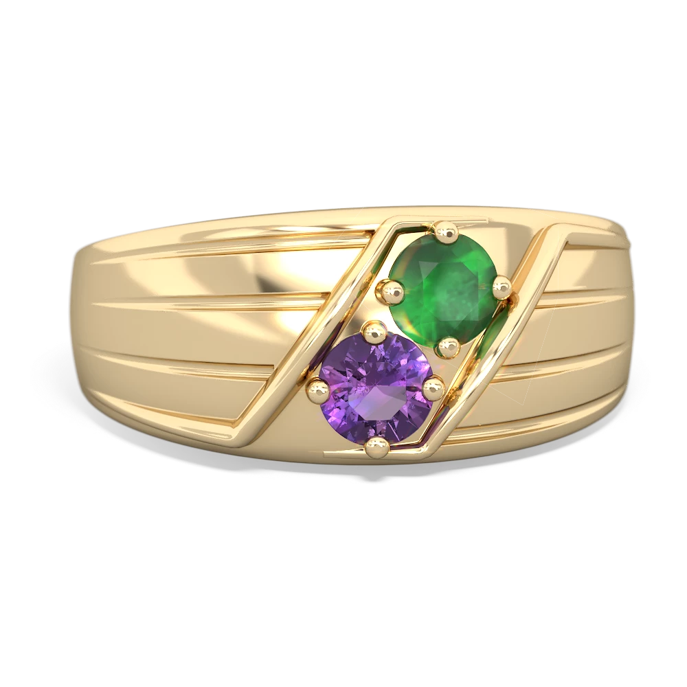 Emerald Men's Streamline 14K Yellow Gold ring R0460