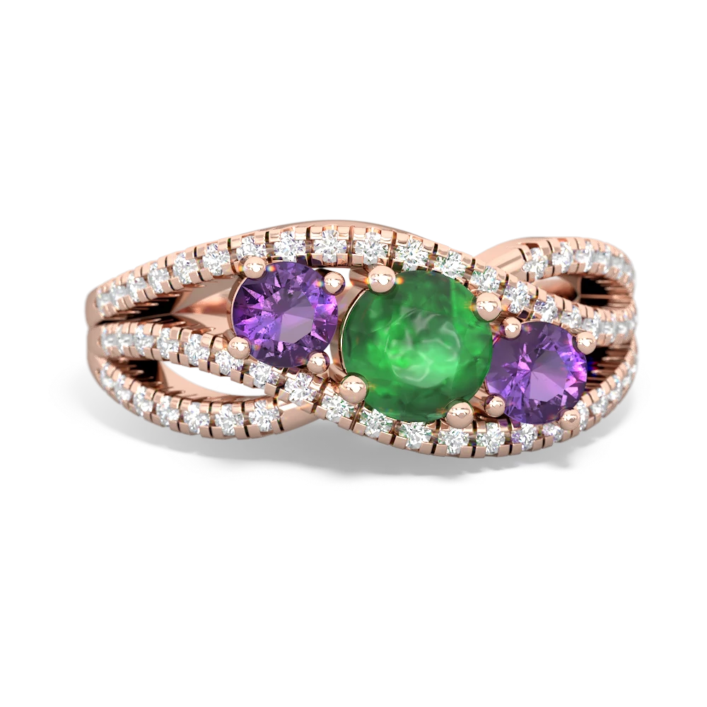 Emerald Three Stone Aurora 14K Rose Gold ring R3080