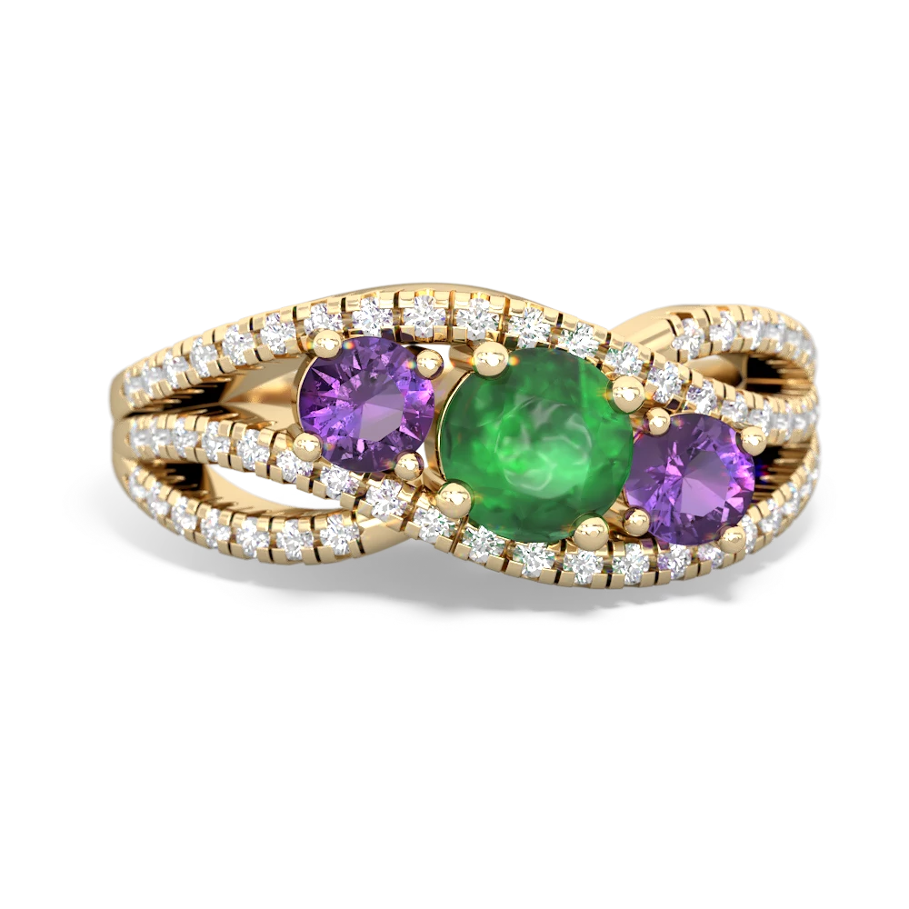 Emerald Three Stone Aurora 14K Yellow Gold ring R3080