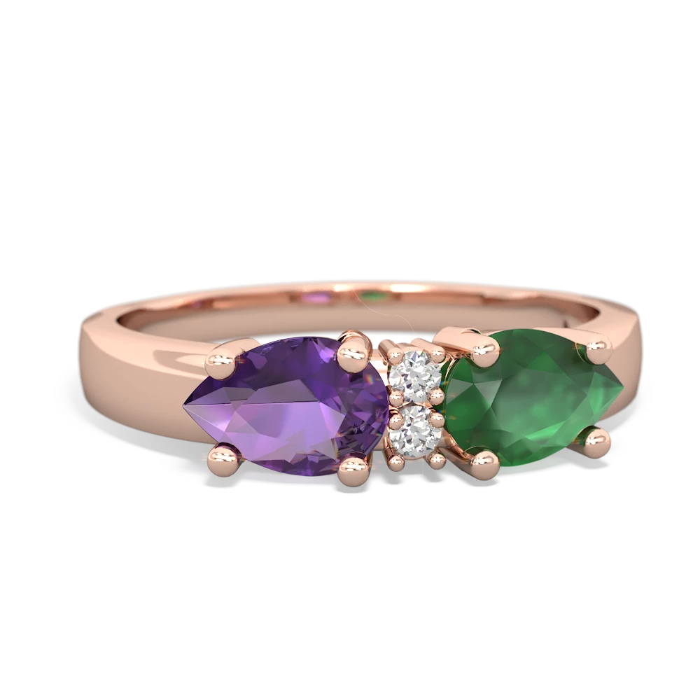 Emerald Pear Bowtie 14K Rose Gold ring R0865