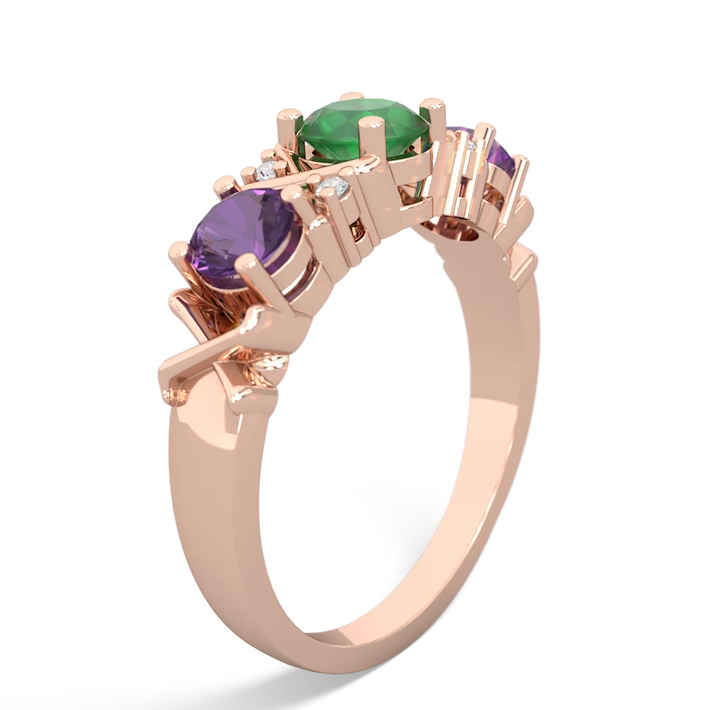 Emerald Hugs And Kisses 14K Rose Gold ring R5016